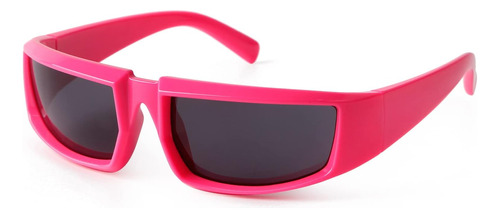 Judoo Y2k Rectángulo Gafas De Sol Hot Pink Futuristic Sports