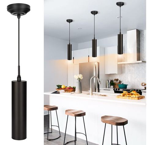 Lámpara Colgante Negra Led Moderna Para Cocina, Comedor Y Sa