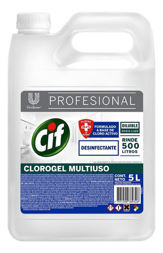Cif Clorogel Desinfectante Multiuso X 5 Lts. Limpiador