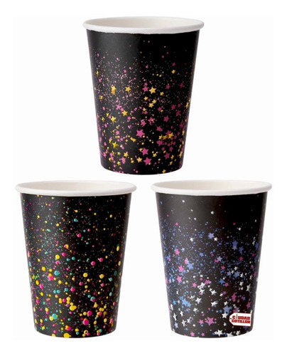 Vasos Descartables Negro Diseño Multicolor Polipapelx 8 -cc 