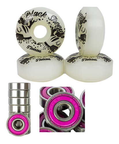 Rodinha Skate Roda Black Sheep 53mm E Jogo Rolamento Abec 15