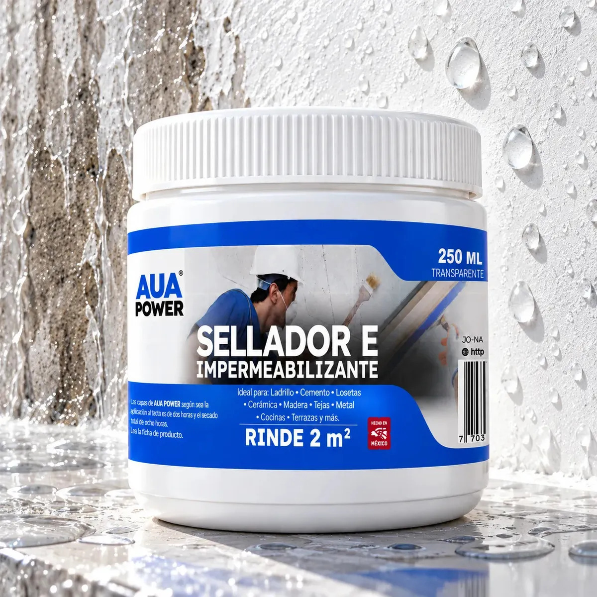 Impermeabilizante Sellador Brillante Transparente Aua Power de 250ml Quita Moho Salitre Humedad Pared Lluvia Agua Brillante Cero Grietas Elimina Filtraciones Anti Removedor Sellado