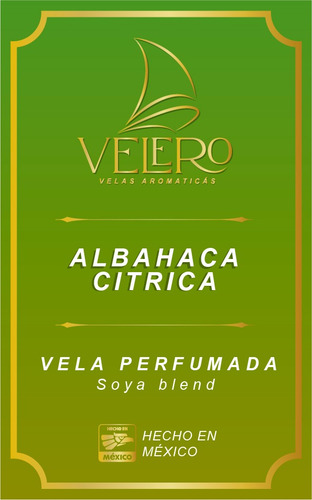 Vela Aromática Premium De Tres Mechas 410g Ámbar Lisa Albahaca Citrica