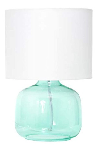 Lámpara De Mesa De Cristal Color Blanco Y Azul