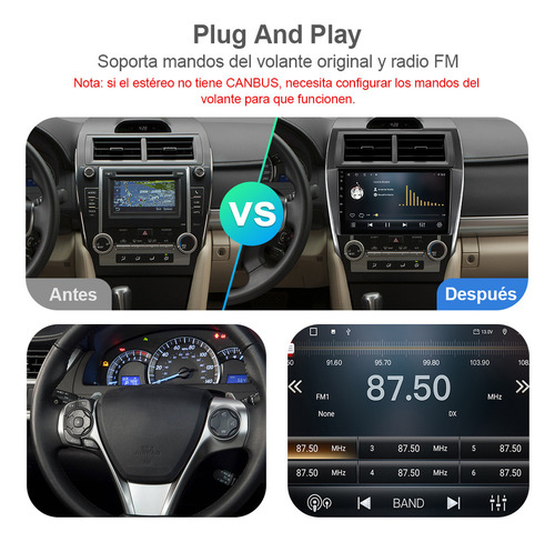 Estéreo Carplay 2+32gb Para Toyota Camry 2012-2014 Gps Wifi