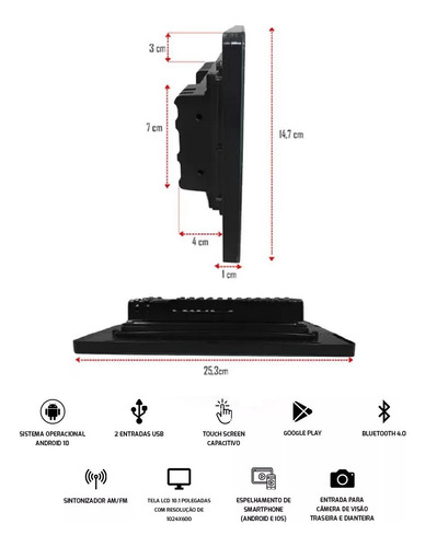 Central Multimídia Android Ford Fusion 2009-2012 2/32 10p
