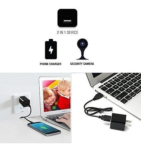 Imagen 7 de 10 de Camara Espia Cargador Usb Wifi P2p Ip Fullhd 1080p Max 32gb Video 24/7 App Android Y iPhone De Gogo Electronics