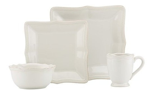 Set De Vajilla 4 Piezas Lenox Color Blanco Perla Francesa