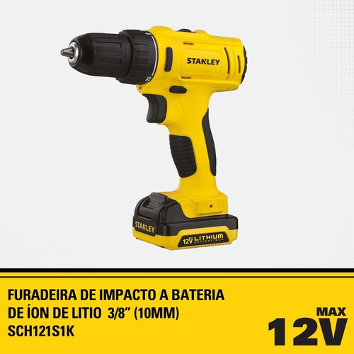 Parafusadeira/furadeira Impac. 12v 1 Bat. Sch121s1k Stanley
