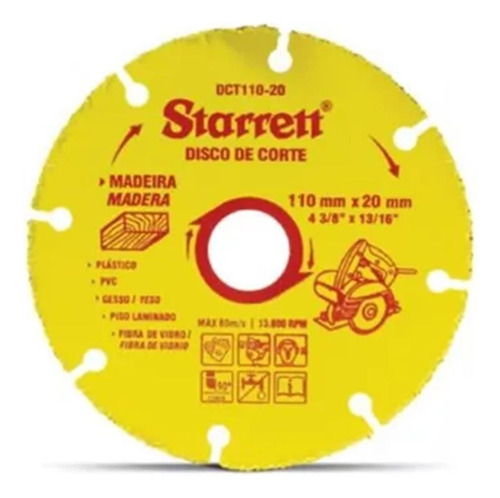 Disco De Corte Tungstenio 110x20mm Starrett