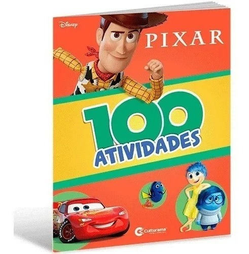 Livro 100 Atividades Infantis Com Personagens Disney Pixar - Infantil Educativo