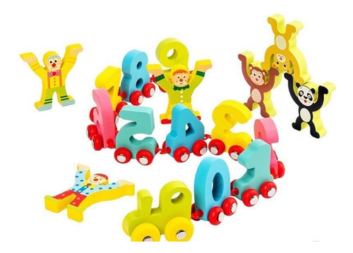 Juguete Didáctico Montessori Madera Niños Tren  Números 