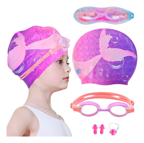 Ausletie Kids Gorros De Natación Para Niñas, Gorro De Nataci