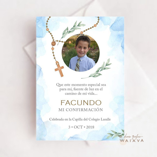 Imagen 9 de 9 de Estampas Primera Comunión Tarjetas Nenes Con Foto X 4u