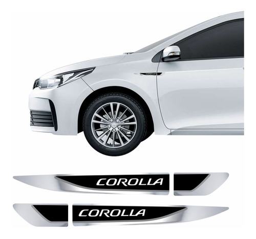 Par Emblema Adesivo Toyota Corolla Resinado Cromado Aplique Lateral Res01 Fgc