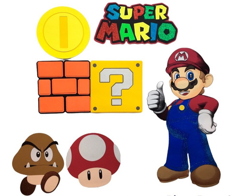 Kit Super Mario Bros De Fomi Para Decorar Tamaño Grande | Envío gratis Kit Super Mario Bros De Fomi Para Decorar Tamaño Grande | Envío gratis