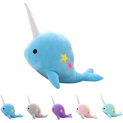 Casagood Cute Blue Narwhal Stuffed Animal Plush Toy Adorable