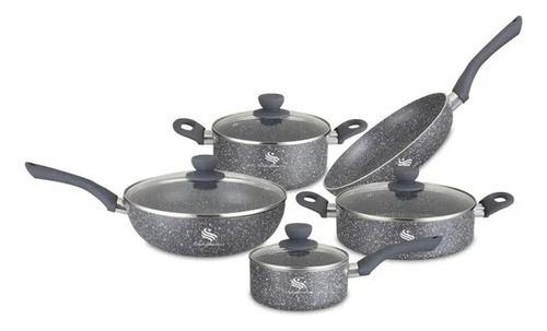 Batería De Cocina Schaffhausen Granito 2020 Con 9 Piezas Gris