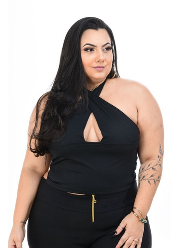 Cropped Laço Pescoço Plus Size