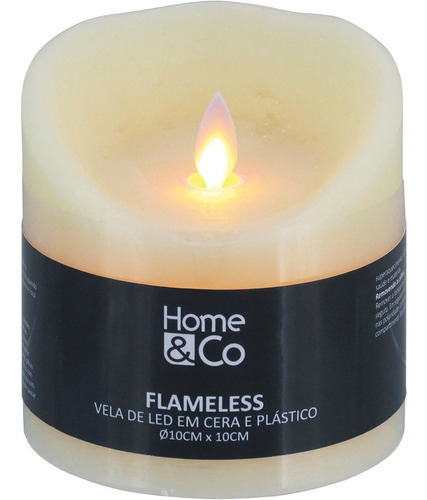Home&co Flameless Vela Led 10x10x10cm Plástico Marfim