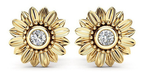 Aretes De Oro De 18k Con Diseño De Girasol