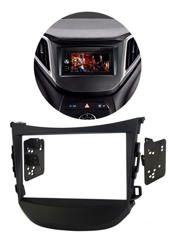 Moldura Painel Hyundai Hb20 Preta 2 Din Dvd Multimídia 