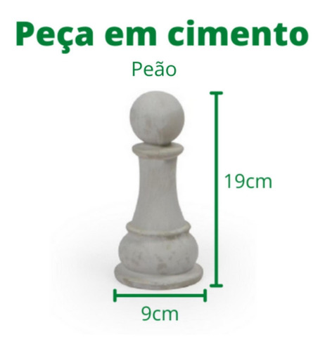 Imagem 6 de 6 de Kit Conjunto De Peças De Xadrez Com 6 Peças Em Cimento