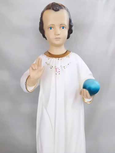 Imagem De Menino Jesus De Nazare 85 Cristo Base Madeira Cor Pintura A Mão
