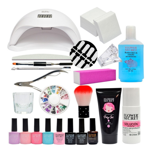 Kit De Polygel + Esmalte Permanente + Lampara 48watts