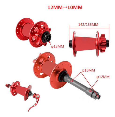 4 Paquete De 4-5 Bicicletas Adaptador Qr De 12 Mm A 4 Piezas