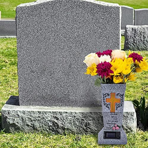 Huyieno Jarrón Solar Para Tumba De Cementerio Con Led Para F