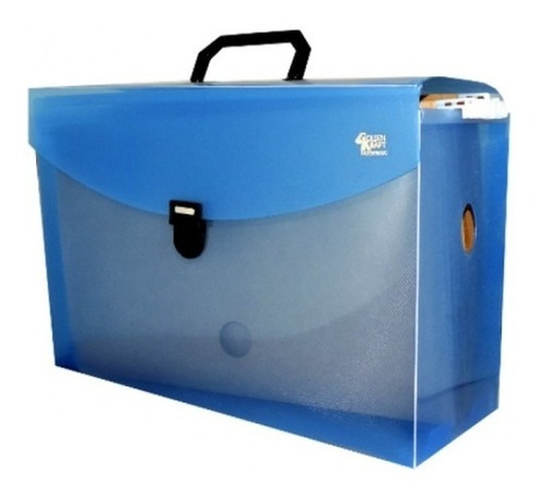 Maleta Caixa Arquivo Azul Kit C/10 Pastas Suspensa Kraft