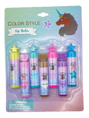 Set 7 Bálsamos Labial Unicornio Sorpresa Cumpleaños