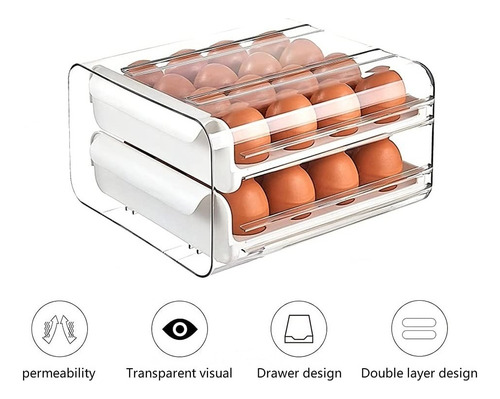 Caja De Almacenamiento De Huevos Tipo Cajón Para Color Blanco