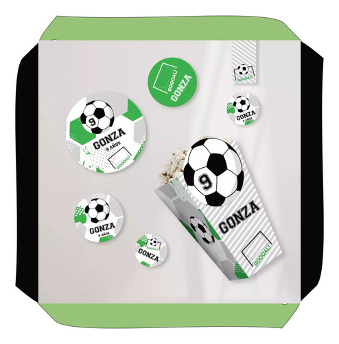 Kit Imprimible Futbol Pelota Verde Blanco Negro Candy Bar