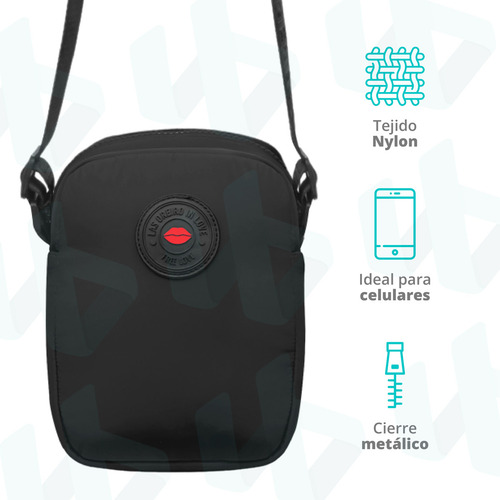 Morral Las Oreiro Bandolera Urbana Tela Acolchada Ideal Celular Llaves Billetera Chica