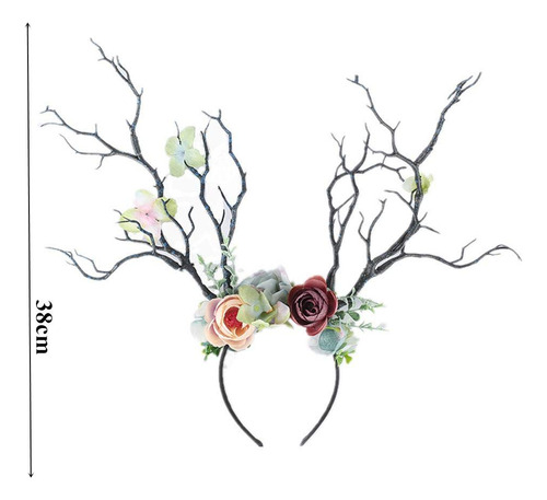 Xidajie - Diadema De Flores Con Cuernos De Ciervo Para Hallo