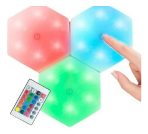 Lámpara Led Hexagonal Multicolor Control Remoto
