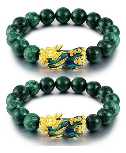 Aexpes Pulsera De Jade Feng Shui Verde Pixiu Wealth,