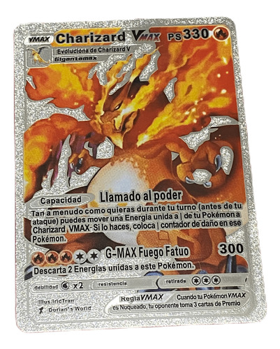 Carta De Pokemon Plateada De Colección Charizard Vmax World
