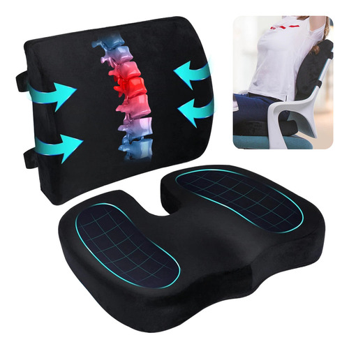 Losaitini Cojín De Asiento Y Almohada De Apoyo Lumbar Extraíble Diseño En Forma De U De Espuma Viscoelástica Dimensiones Del Cojín Del Asiento 6x35x46 Cm Dimensiones De La Almohada Lumbar10 X31x32 Cm