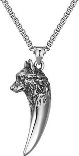 Miveivia Collar Con Colgante De Diente De Lobo, Collar Con C