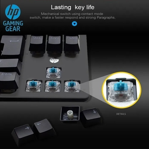 Imagen 4 de 10 de Teclado Gamer Hp Gk200 Qwerty Español Luz Rgb Ergonómico