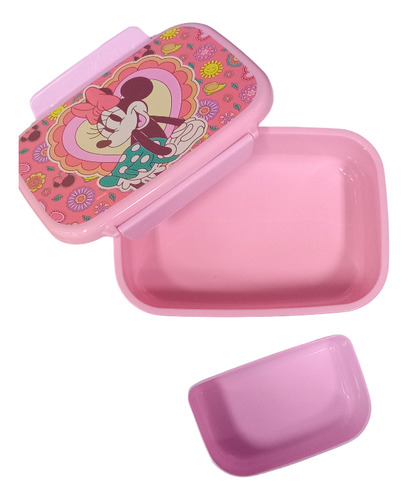 Sandwichera Minnie Con Bandeja Separadora Licencia Oficial Minnie