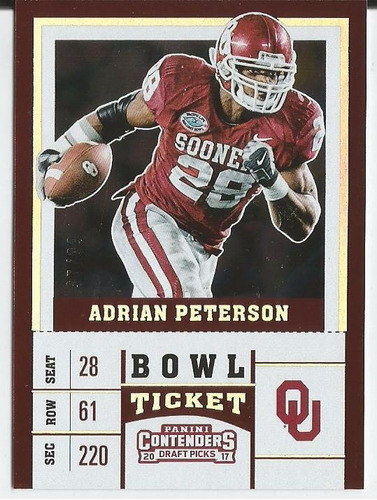 Adrian Peterson 2017 Contenders Draft Saints Bowl Ticket /99