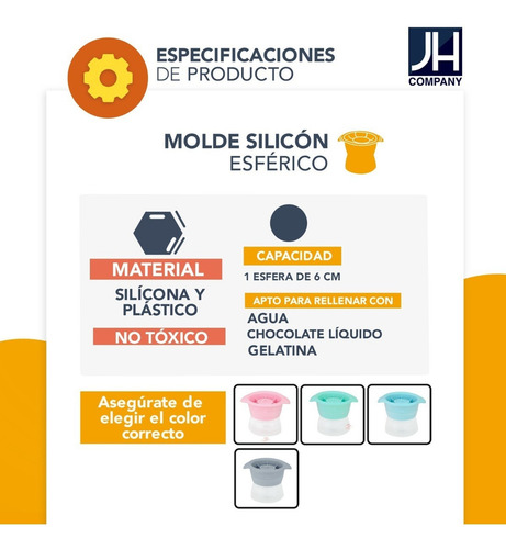 Molde Silicon Hielo Forma Esfera Gelatina Chocolate Jl20208 Color Rosa