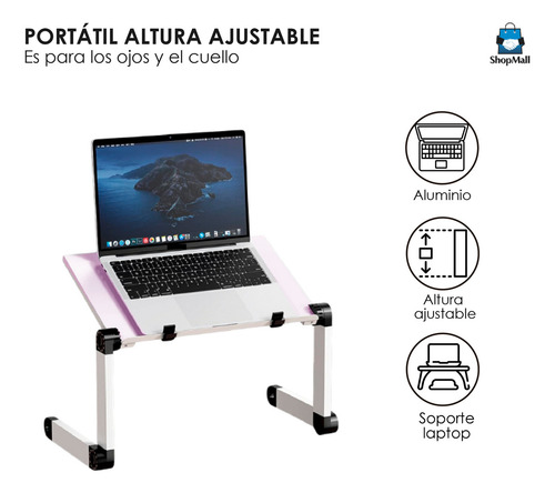 Mesa Plegable Laptop Portátil Desayunador Oficina Estudiante Color Rosa claro