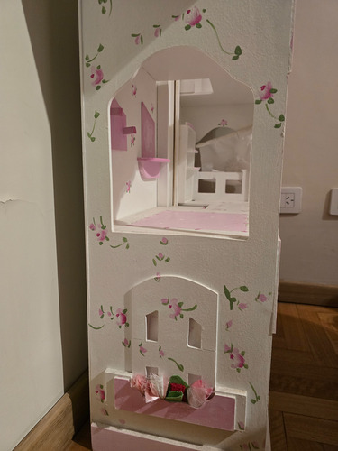 Casita De Muñecas Con Ascensor, Bles Y Comiditas Miniaturas, Blanco (Usado)
