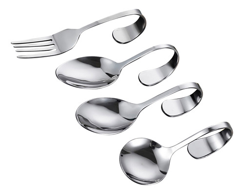 4 Cucharas Con Mango Curvo Para Ensalada, Cucharas Para Post