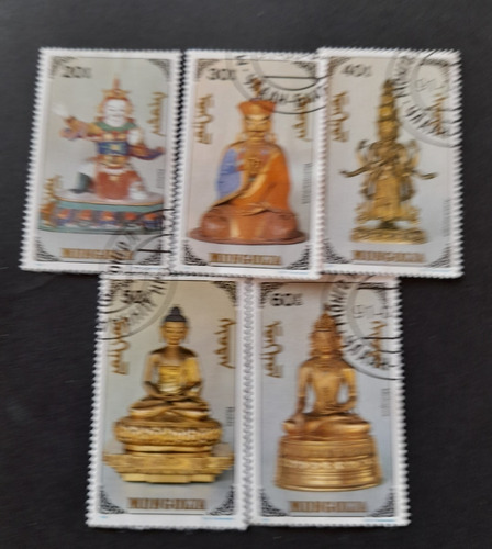 Sello Postal - Mongolia - Esculturas Religiosas - 1991
